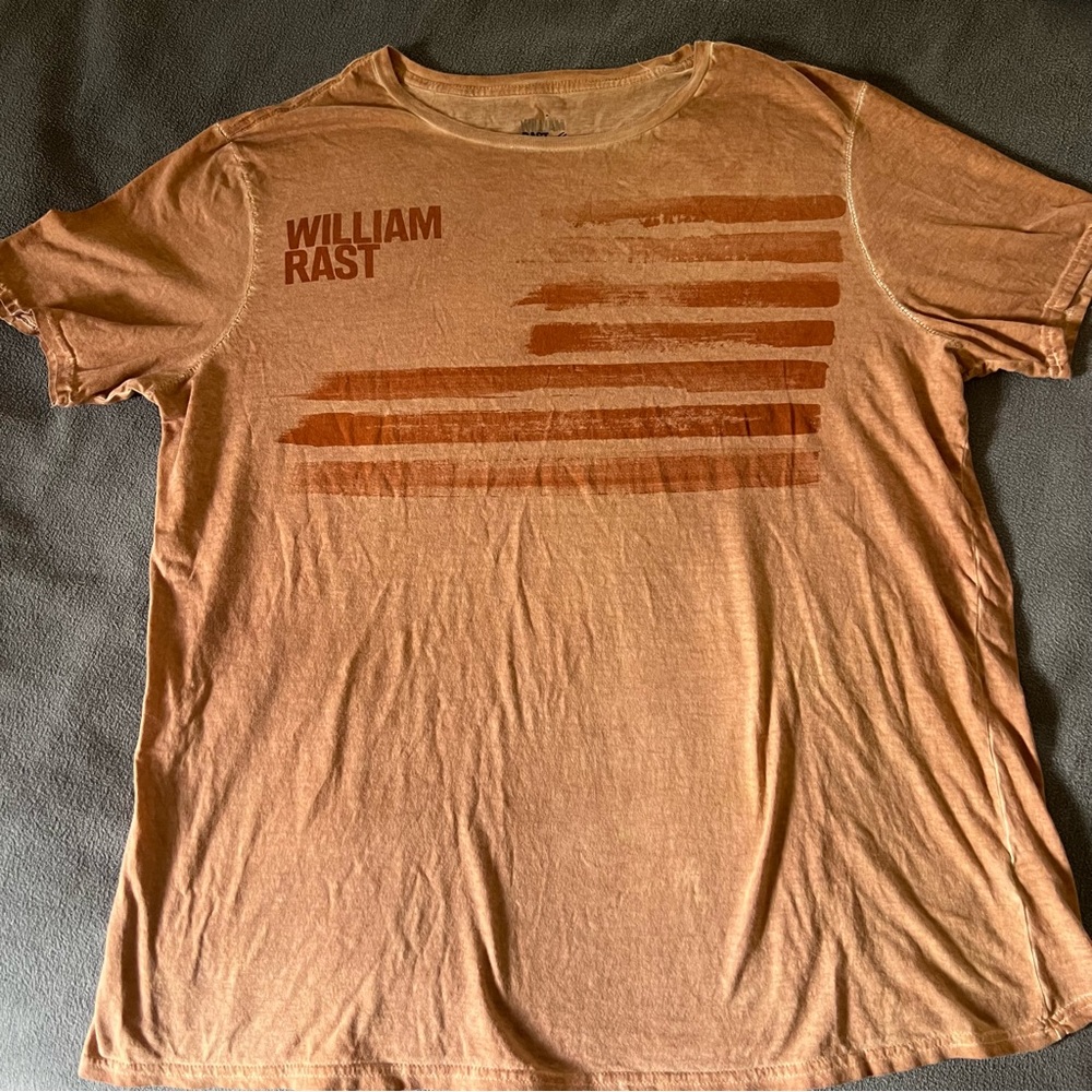 William Rast Men's Distressed Graphic Orange Tee Size XXL